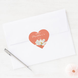 Happy Mother’s Day White Artistic Flower Heart Sticker