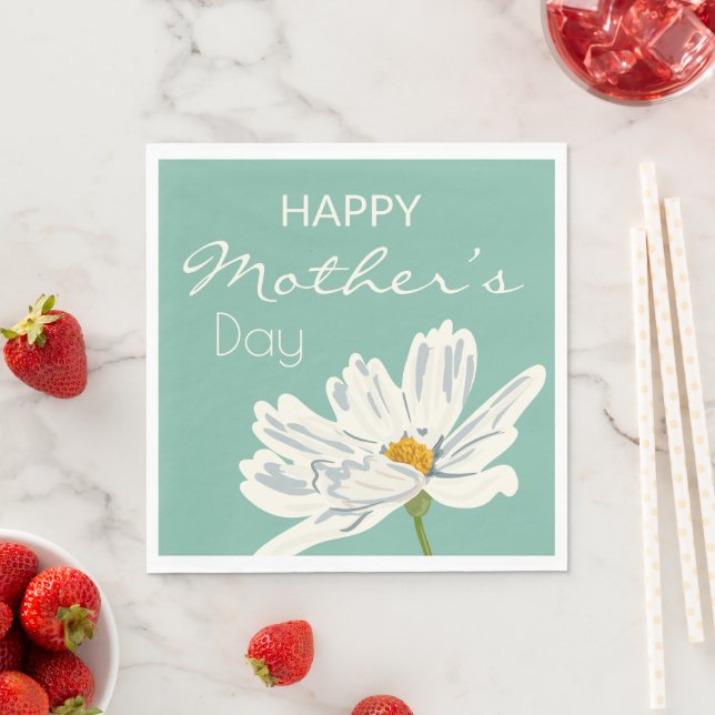 Happy Mother’s Day White  Artistic Flower  Napkins (Insitu)