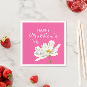 Happy Mother’s Day White  Artistic Flower  Napkins
