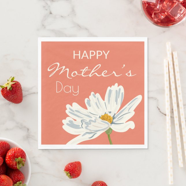 Happy Mother’s Day White  Artistic Flower  Napkins (Insitu)