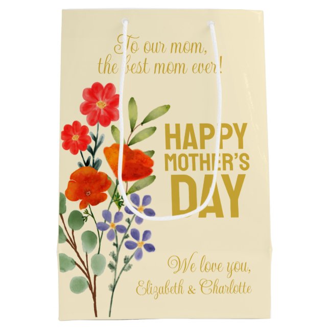 Happy Mother’s Day Wildflowers To Our Mom Medium Gift Bag (Back)