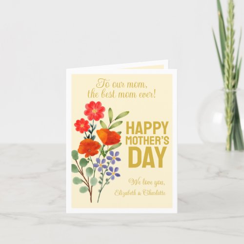 Happy Mothers Day Wildflowers To Our Mom Thank You Card