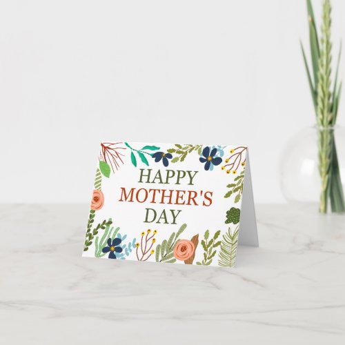 Happy Mothers Day with Botanical Wildflowers Card
