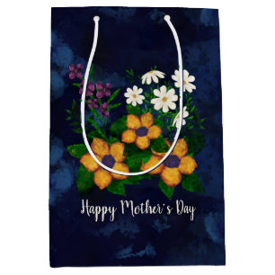 Happy Mother’s Day Yellow Purple White Flowers Medium Gift Bag