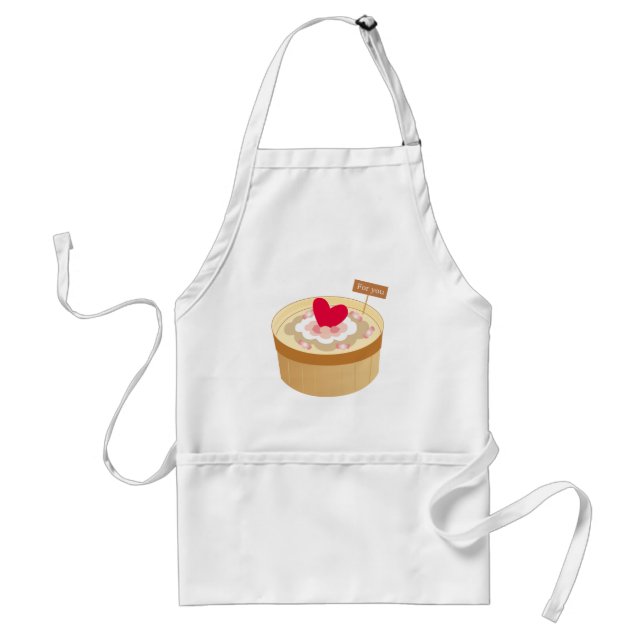Happy Mother'd Day - Sweet Love Heart Cake Adult Apron (Front)
