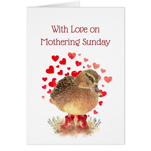 Happy Mothering Sunday Blank Cute Duck Red Boots (Front)