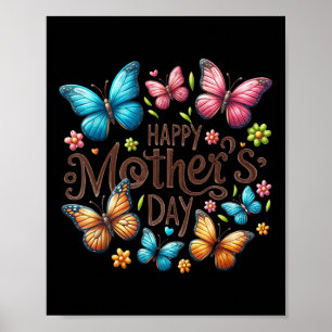 Happy Mothers Day 2025 Cute Floral For Women Mom G Poster