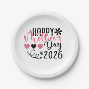 Happy Mothers Day 2026 for Women Mom Grandma Mothe Paper Plates