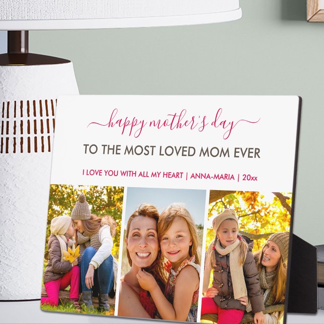 Happy Mothers Day 3 Photo Collage Personalized Plaque (Creator Uploaded)