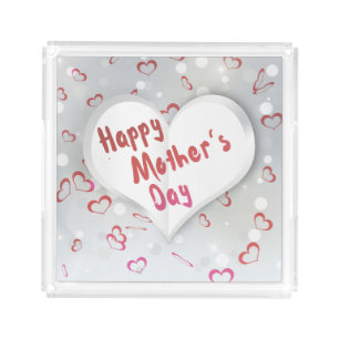 Happy Mother's Day 3D Paper Heart Acrylic Tray
