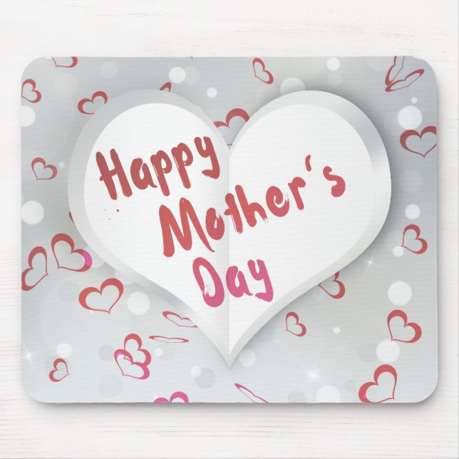 Happy Mother's Day 3D Paper Heart Mouse Pad (Front)