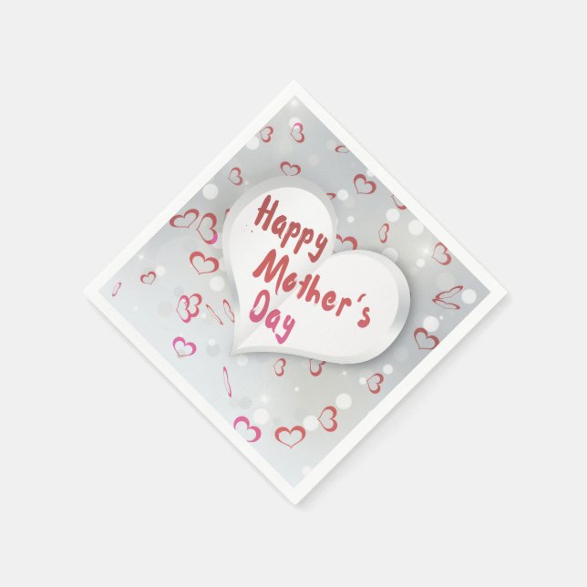 Happy Mother's Day 3D Paper Heart Paper Napkins (Corner)