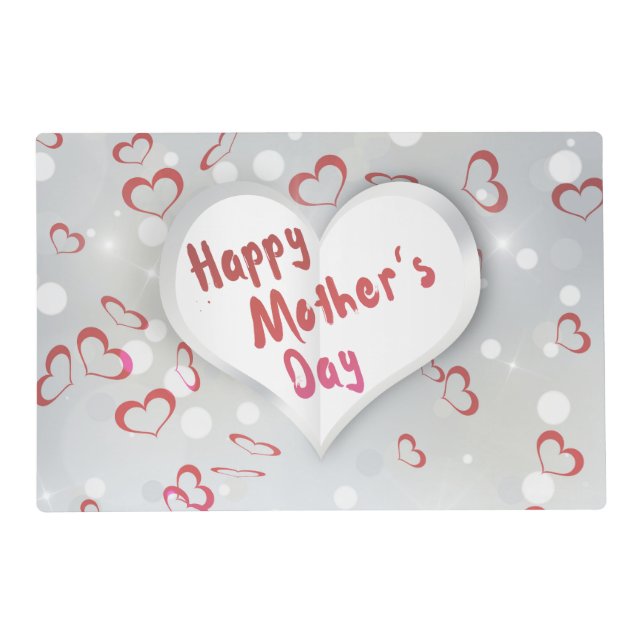 Happy Mother's Day 3D Paper Heart Placemat (Front)