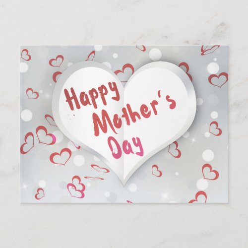 Happy Mothers Day 3D Paper Heart Postcard