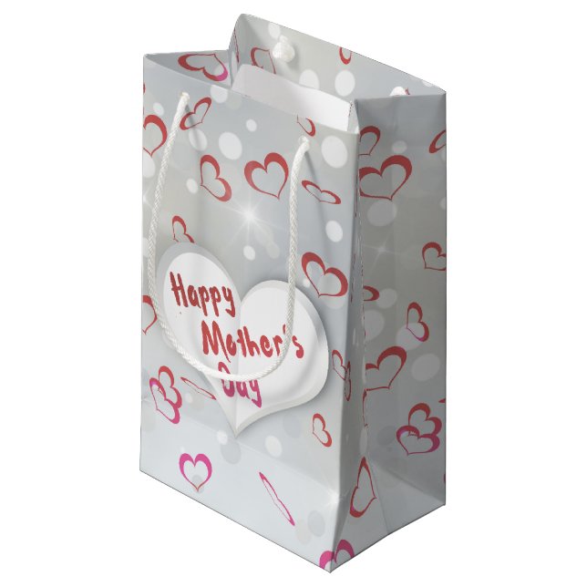 Happy Mother's Day 3D Paper Heart Small Gift Bag (Front Angled)