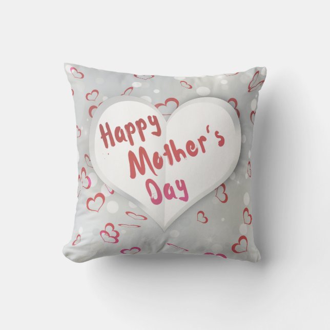 Happy Mother's Day 3D Paper Heart Throw Pillow (Front)