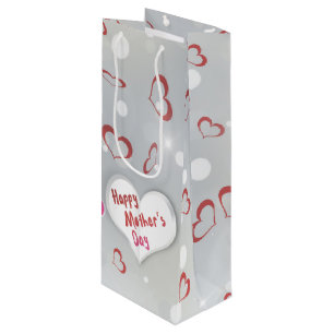 Happy Mother's Day 3D Paper Heart Wine Gift Bag
