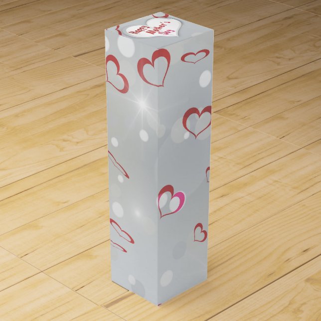 Happy Mother's Day 3D Paper Heart Wine Gift Box (Front)
