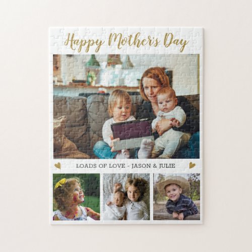 Happy Mothers Day 4 Photo Collage Family Jigsaw Puzzle