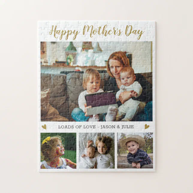 Happy Mother's Day 4 Photo Collage Family Jigsaw Puzzle | Zazzle