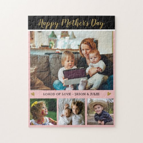 Happy Mothers Day 4 Photo Collage Family Jigsaw Puzzle
