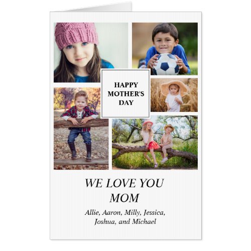 Happy Mothers Day 5 Child Family Photo Card