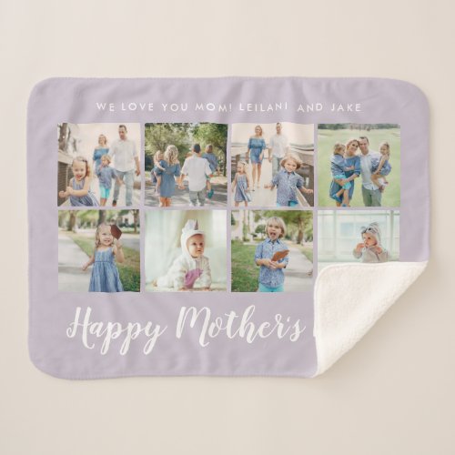 Happy Mothers Day 8 Photo Custom Lavender Sherpa Blanket