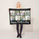 Happy Mother's Day 8 Photo Custom Message | Black Fleece Blanket Happy Mother's Day 8 Photo Custom Message | Black Fleece Blanket