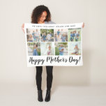 Happy Mother's Day 8 Photo Custom Message Fleece Blanket