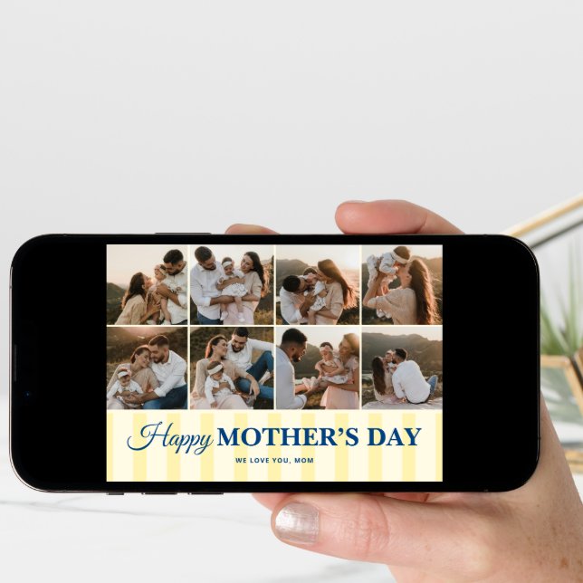 Happy Mothers Day 8 Photo Flat Greeting Card (Front Digital)