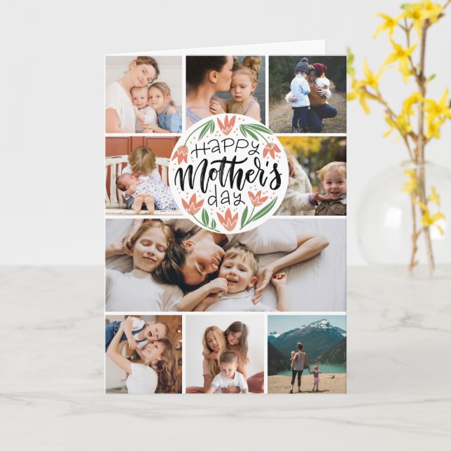 Happy Mothers Day 9 photo floral cute Card (Yellow Flower)