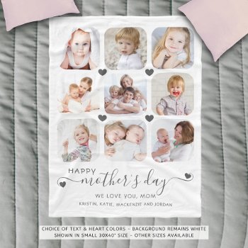 Happy Mothers Day 9 Photo Personalized Fleece Blanket by MakeItAboutYou at Zazzle