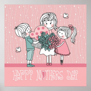 Happy Mother's Day and Children Poster