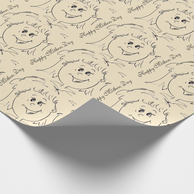 Happy Mothers Day Animated Face Wrapping Paper (Corner)