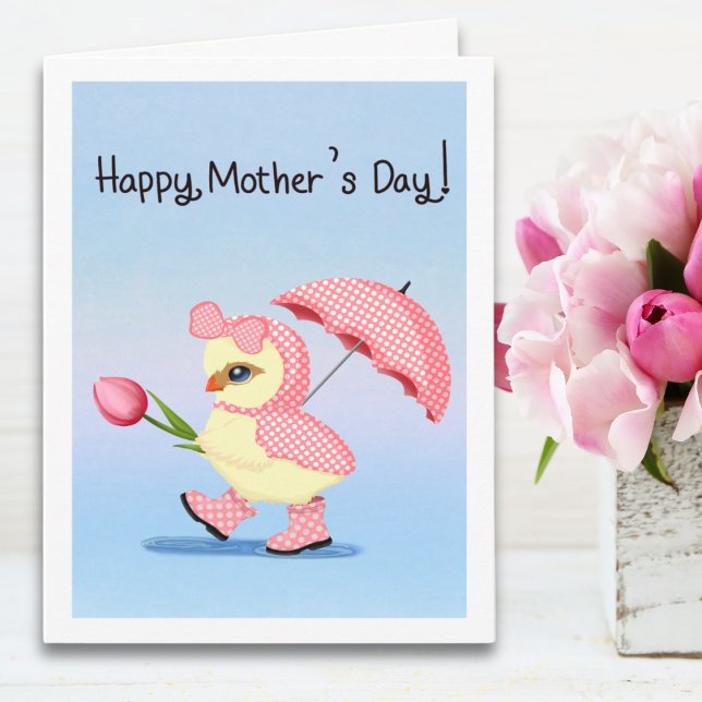 Happy Mother's Day Baby Chick In The Rain Card (Creator Uploaded)