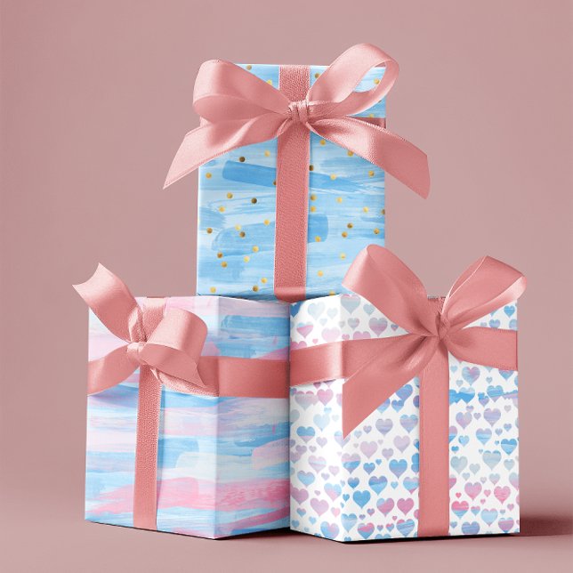 Happy Mother's day baby pink & blue set of 3 Wrapping Paper Sheets (Happy Mother's day baby pink & blue set of 3 Wrapping Paper Sheets)