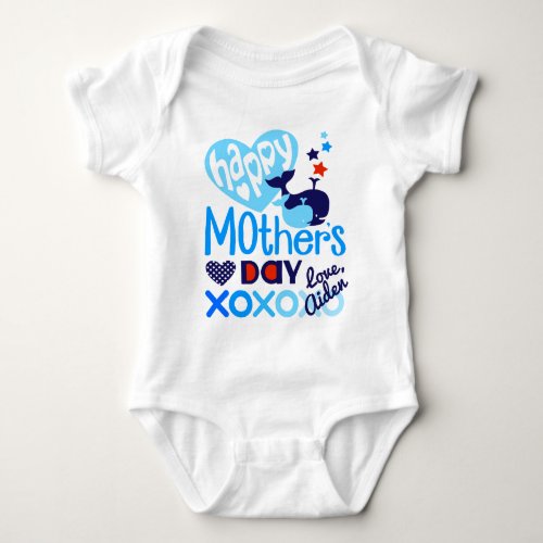 Happy Mothers Day Baby Shirt Boys Whale Bodysuit