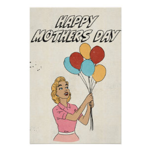 Happy mothers Day Balloons Poster