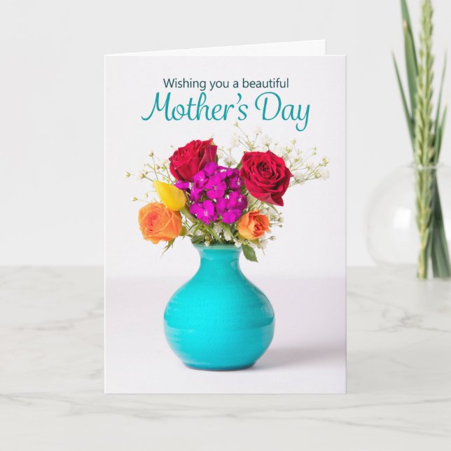 Happy Mother's Day Beautiful Flower Arrangement  Holiday Card (Front)
