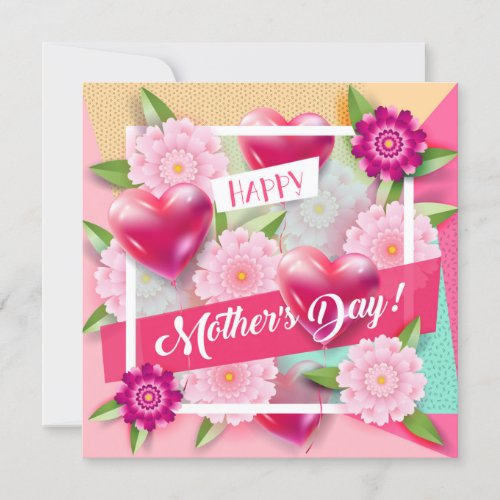 Happy Mothers Day Beautiful Flowers Invitation