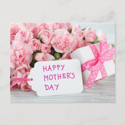 Happy Mothers Day Beautiful Pink Flowers  Postcard