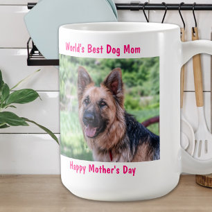 Happy Mother's Day - Best Dog Mom - Pink Pet Photo Coffee Mug