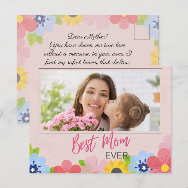Happy Mother's Day, Best Mom ever Postcard (Front/Back)