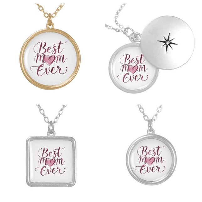 Happy Mother's Day Best Mom Ever Silver Plated Necklace (Happy Mother's Day Best Mom Ever necklaces)