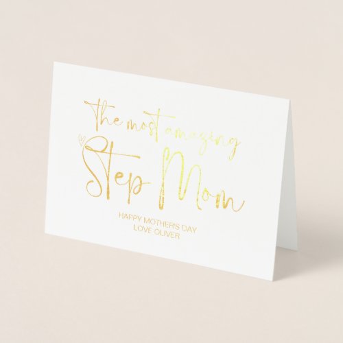 Happy Mothers Day Best Step Mom Birthday Gift Foil Card