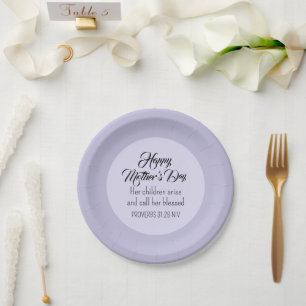 Happy Mother's Day Bible Verse Light Purple Paper Plates