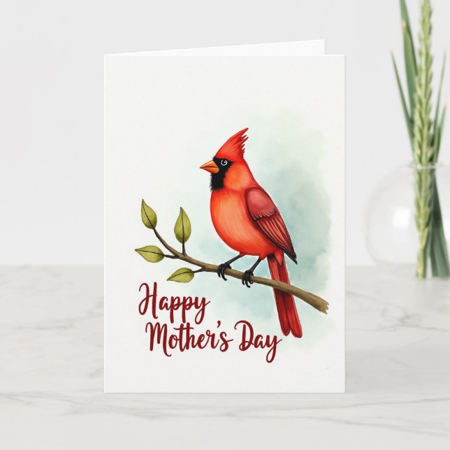 Happy Mothers Day Bird Art Card (Front)