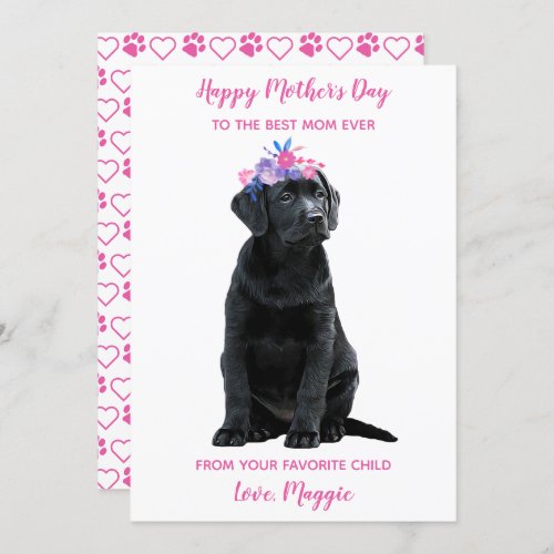 Happy Mothers Day Black Lab Dog Holiday Card