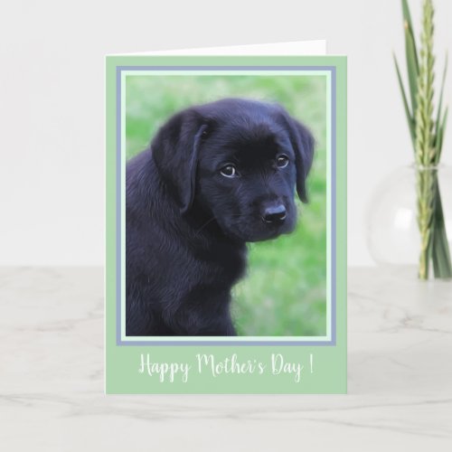 Happy Mothers Day Black Labrador Puppy _ Cute Dog Thank You Card