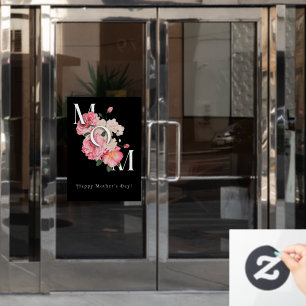 Happy Mother's Day Black Modern Creative Flower  Window Cling